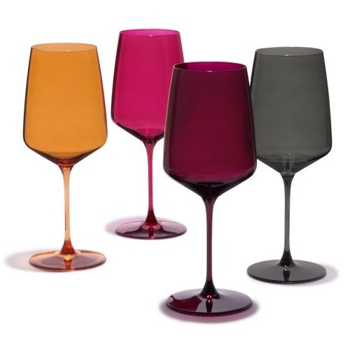 Viski Reserve Nouveau Crystal Wine Glasses in Sunset Set of 4