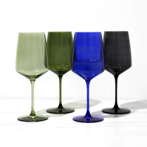 Viski Reserve Nouveau Crystal Wine Glasses in Seaside Set of 4