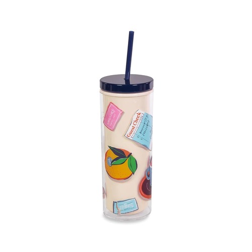 KSNY Acrylic Tumbler with Straw, Rise and Shine