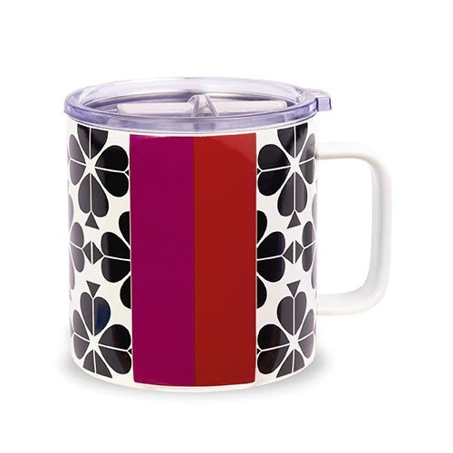 KSNY Stainless Steel Coffee Mug, Black Spade Flower