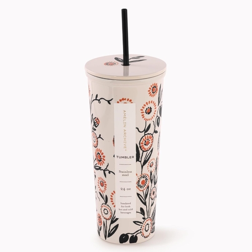 Stainless Steel Tumbler with Straw - Prairie