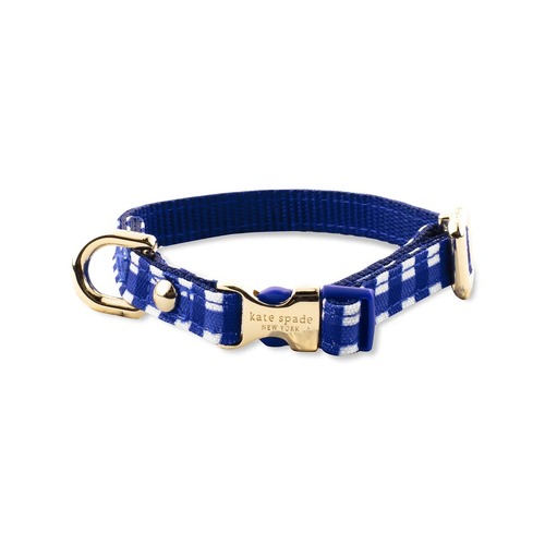 KSNY Small Dog Collar, Navy Gingham