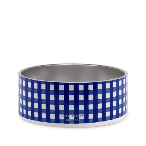 KSNY Small Dog Bowl, Navy Gingham