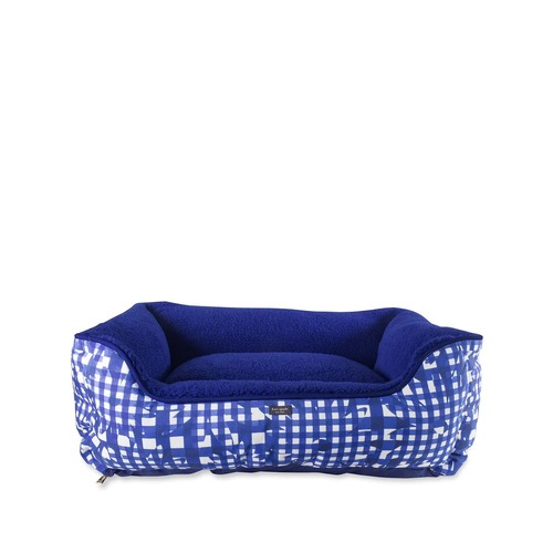 KSNY Pet Bed, Navy Daisy Gingham