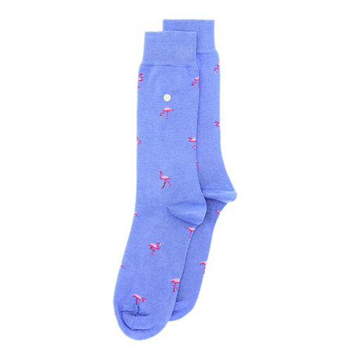 Flamingos Light Blue Socks - Medium