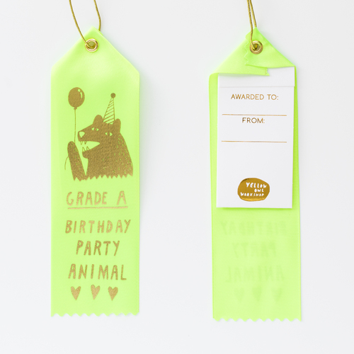 Award Ribbon Note - Grade A Bday Party Animal