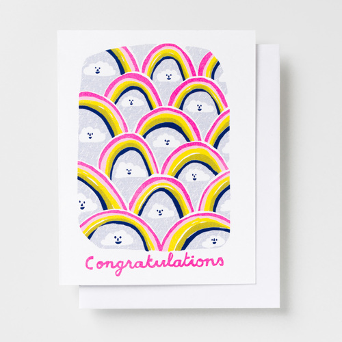 Risograph Card - Congratulations Clouds