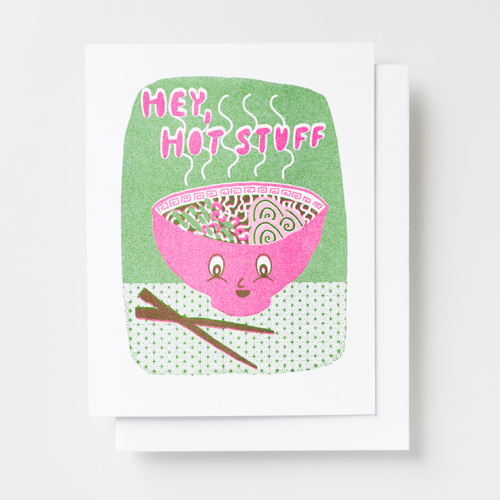 Risograph Card - Hey Hot Stuff Ramen