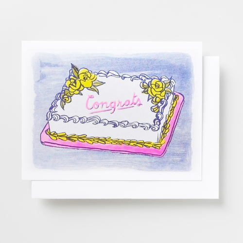 Risograph Card - Congrats Cake