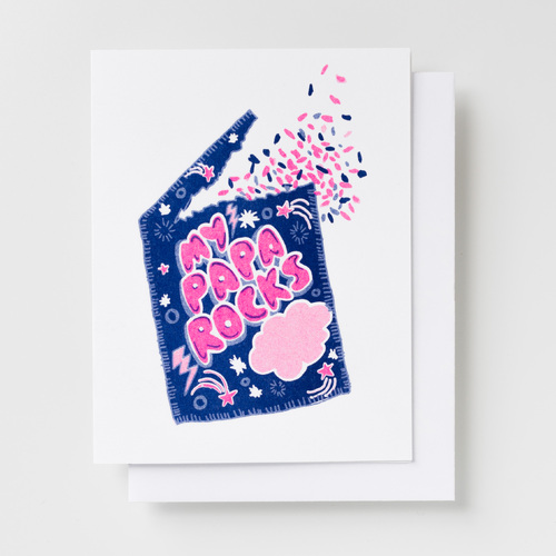 Risograph Card - My Papa Rocks