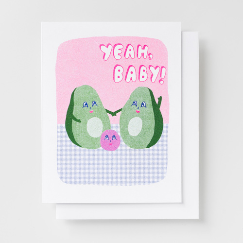 Risograph Card - Yeah, Baby! Avocado