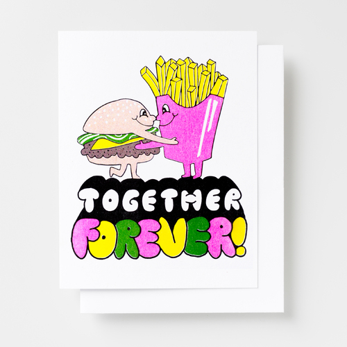 Risograph Card - Together Forever Burger & Fries