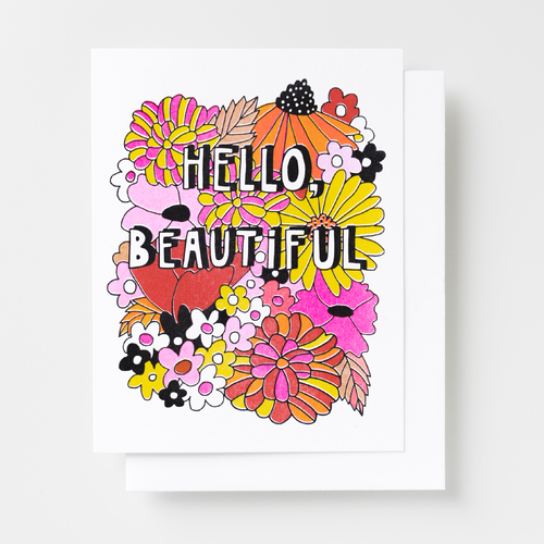 Risograph Card - Hello Beautiful Floral