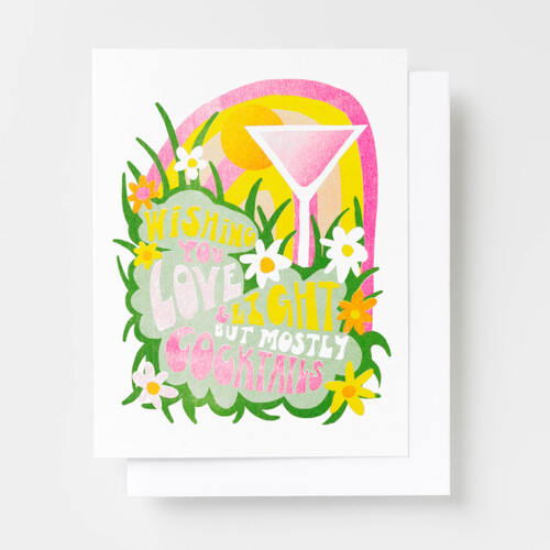 Risograph Card - Love & Light & Cocktails