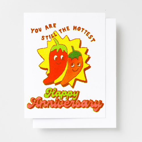 Risograph Card - Still the Hottest Happy Anniversary