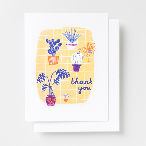 Risograph Card - Many Thanks Plants