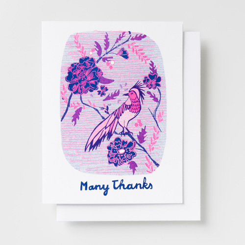 Risograph Card - Many Thanks Bird