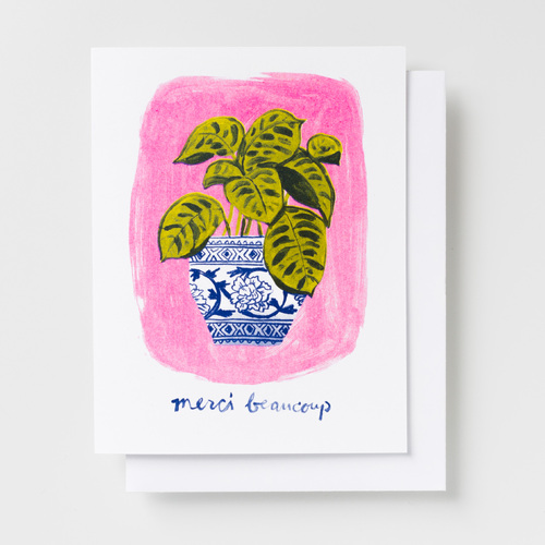 Risograph Card - Merci Beaucoup Plant