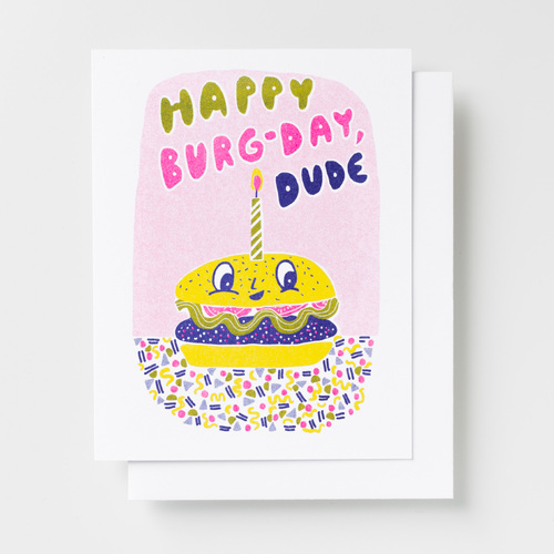 Risograph Card - Burger Birthday