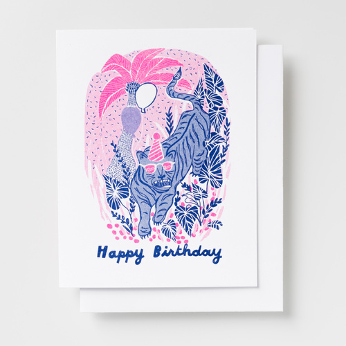 Risograph Card - Tiger Birthday