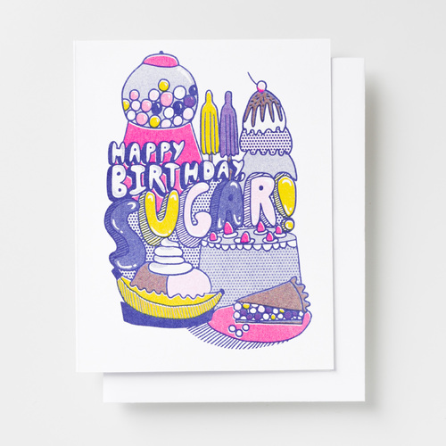 Risograph Card - Happy BIrthday Sugar