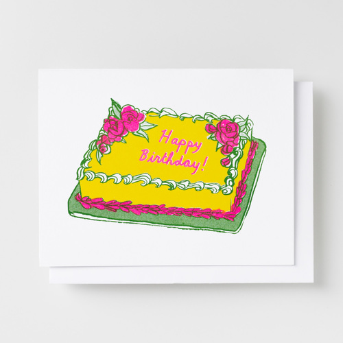 Risograph Card - Happy Birthday Cake