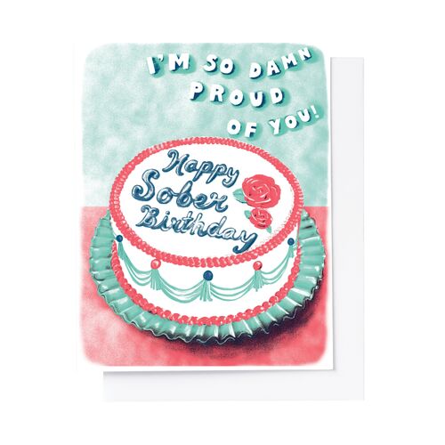 Risograph Card - Happy Sober Birthday