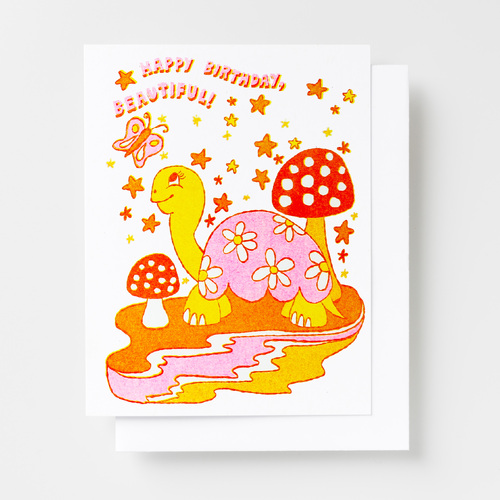 Risograph Card - HBD Beautiful Mushroom