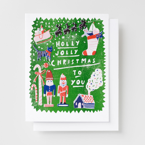 Risograph Card - Holly Jolly Xmas