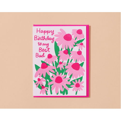 Best Bud Birthday Letterpress Card