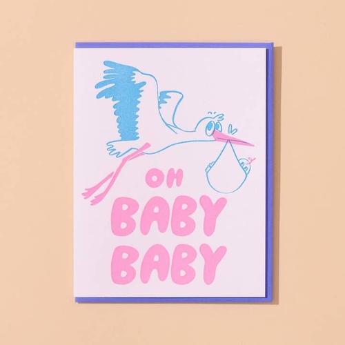 Oh Baby Stork Letterpress Card