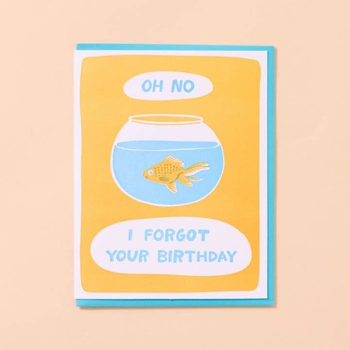 Forgot Goldfish Letterpress Card
