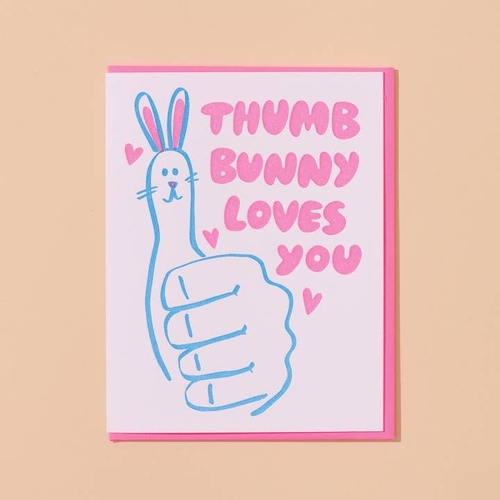 Thumb Bunny Loves You Letterpress Card