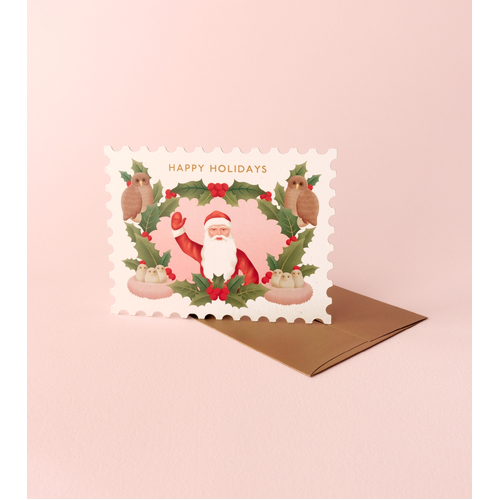 Santa's Greeting Holiday Die Cut Card