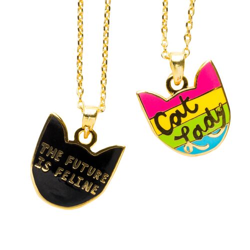 Cat Lady/Future is Feline 2-Sided Pendant