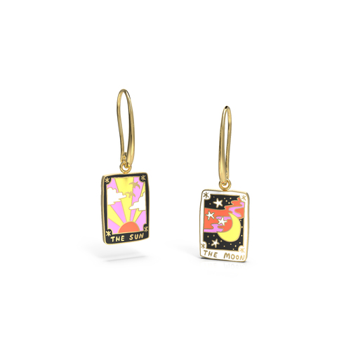 Drop Earrings - Sun and Moon Tarot