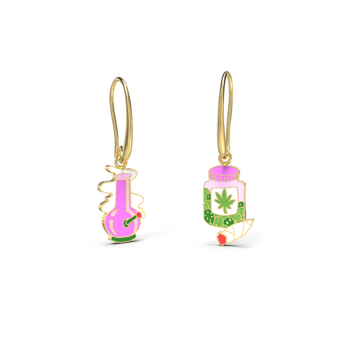 Drop Earrings - Bong and Weed Jar