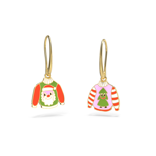 Drop Earrings - Christmas Santa and Tree