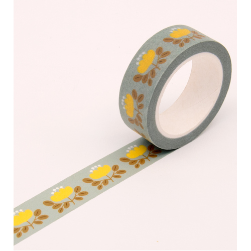 Floral Washi Tape - Baby Blue - 15mm