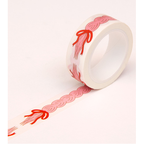 Pink Hair Braids with Ribbon Washi Tape - 15mm 