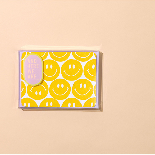 Smiley Faces - Yellow Notecard Set of 8
