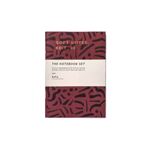 R.P.S Misty Soft cover notebooks Red/shapes 2pk D